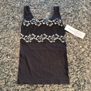 Rhonda Shear black white womens tight cami tank top NWT M